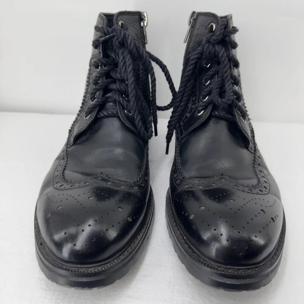 MENS 10 Vintage Foundry Co. DIGIORNO BOOTS Black Leather Brogue PUNK VICTORIAN